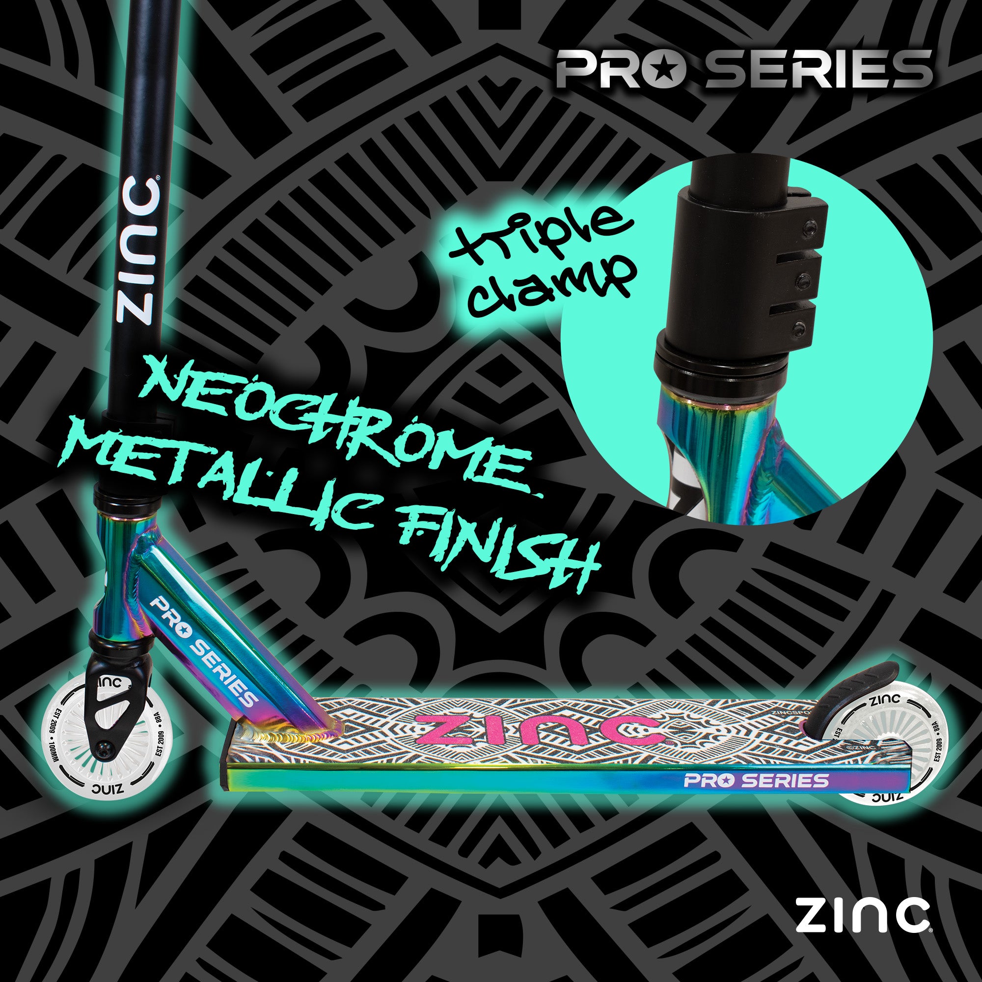 Zinc Nasty stunt scooter triple clamp design for sturdy foundation and handling massive drops and landings