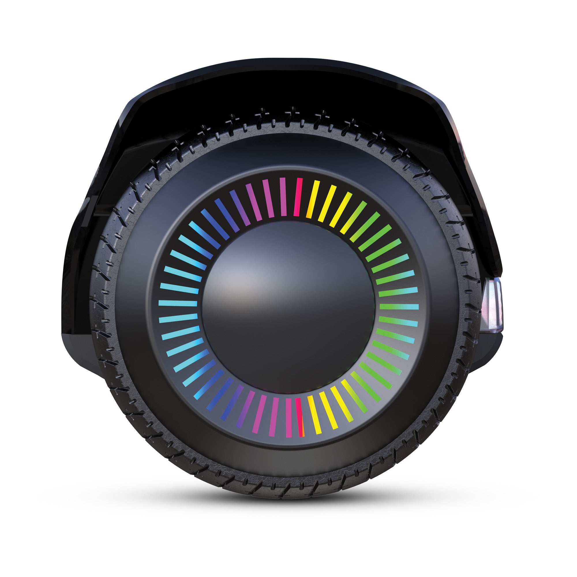 Hoverboard with complete LED lighting system including headlights and wheel lights for maximum visibility