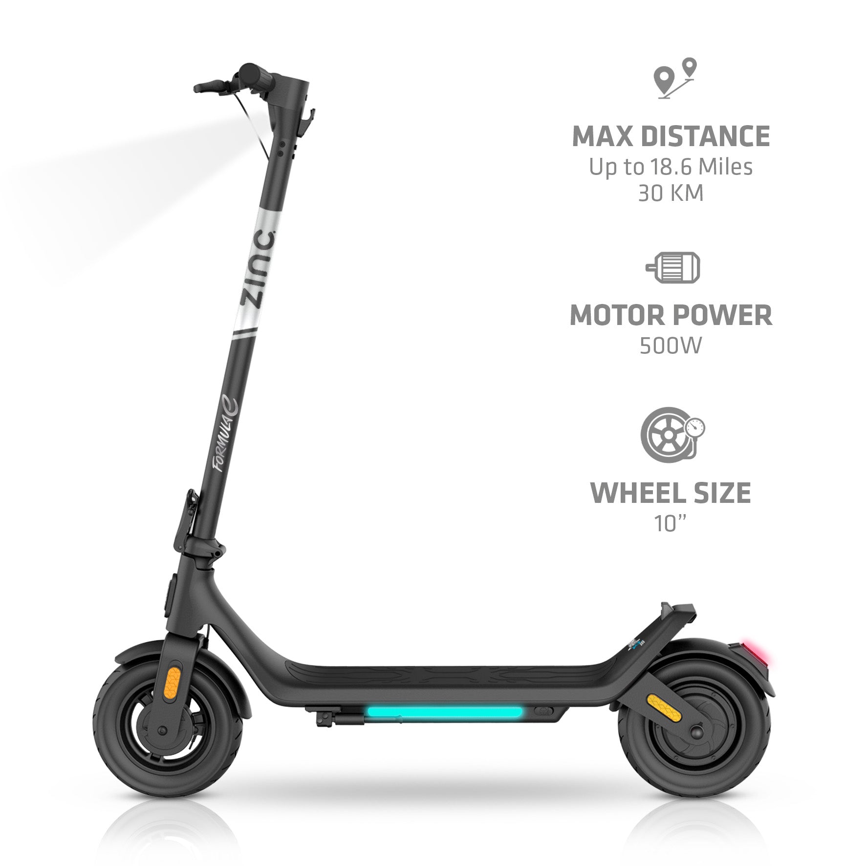 Folding electric scooter with 30km max distance and 500W motor power
