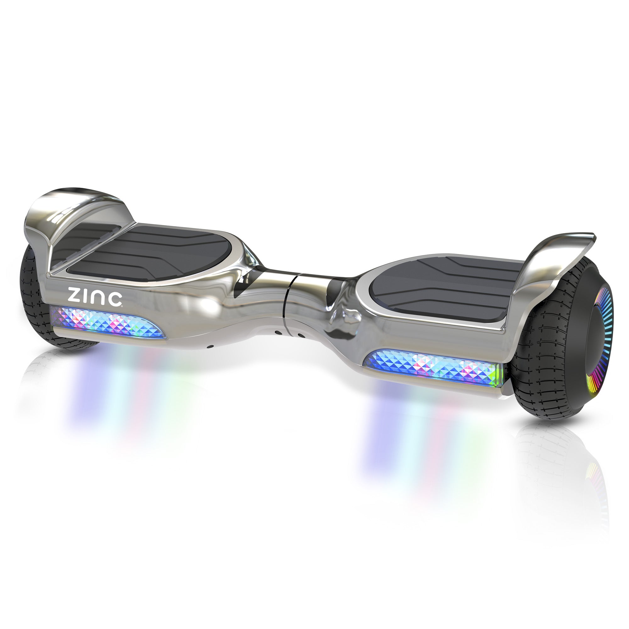 Zinc Megastar Self Balancing Chrome Hoverboard with bluetooth speaker, multi coloured LED lights  and 6.3 Inch wheels