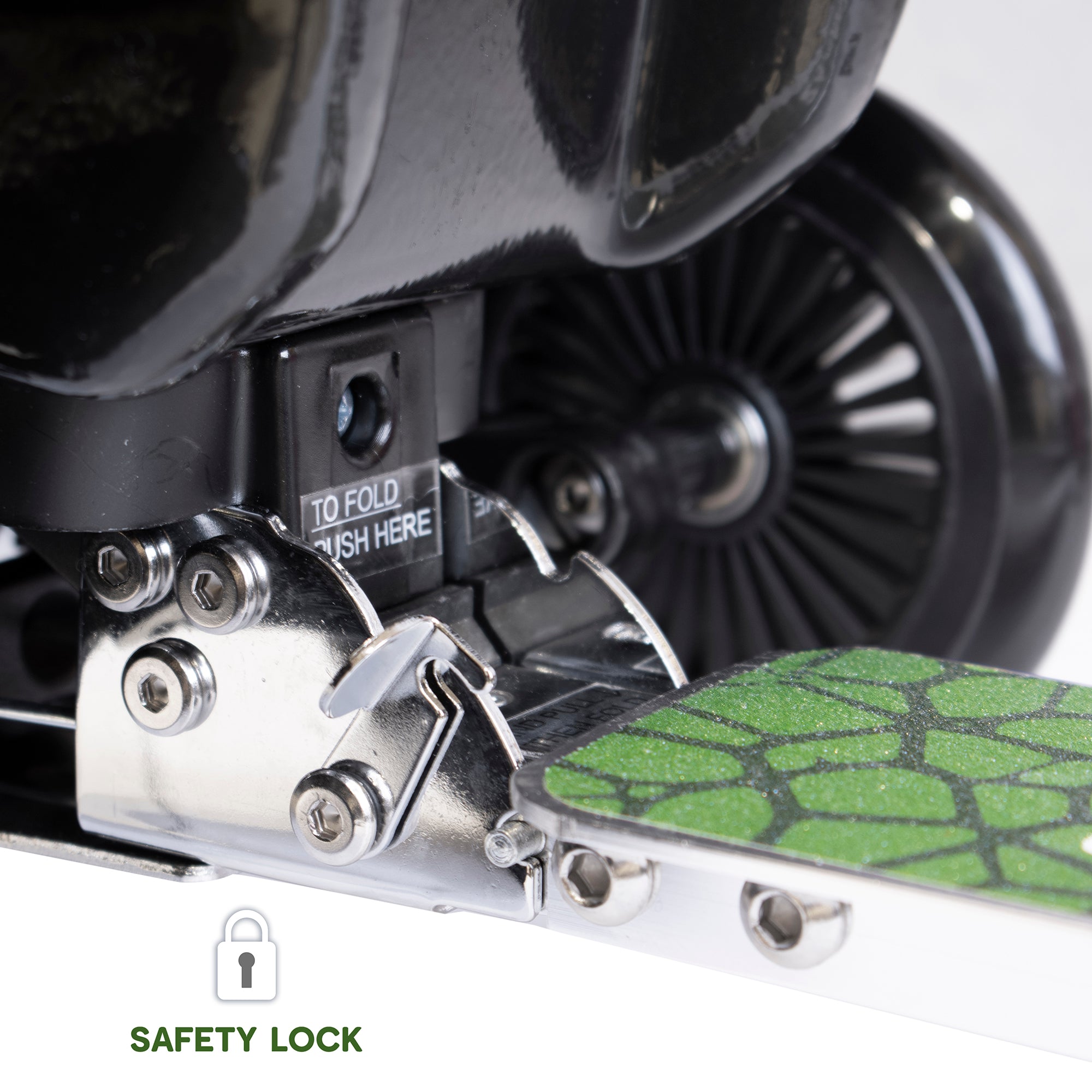 Flyte Darwin Dino scooter suitcase safety lock mechanism and secure travel features for child protection