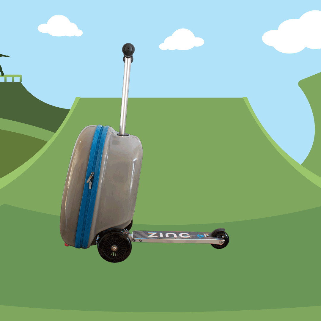 Eddie the Elephant scooter suitcase adventure animation showing safari journey and 3-in-1 transformation