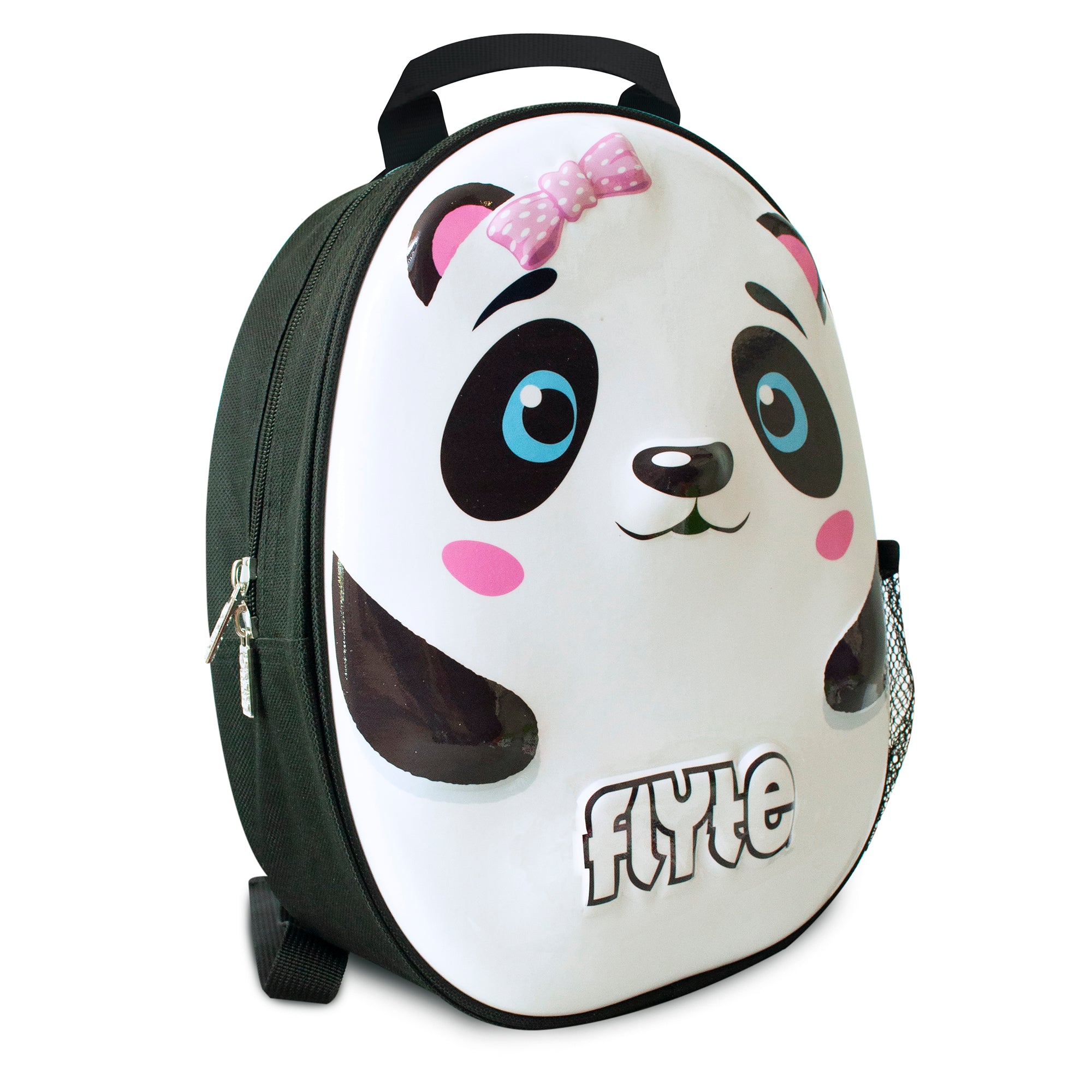 Flyte backpack panda design side view - durable kids school bag by ZINC with cute panda face.