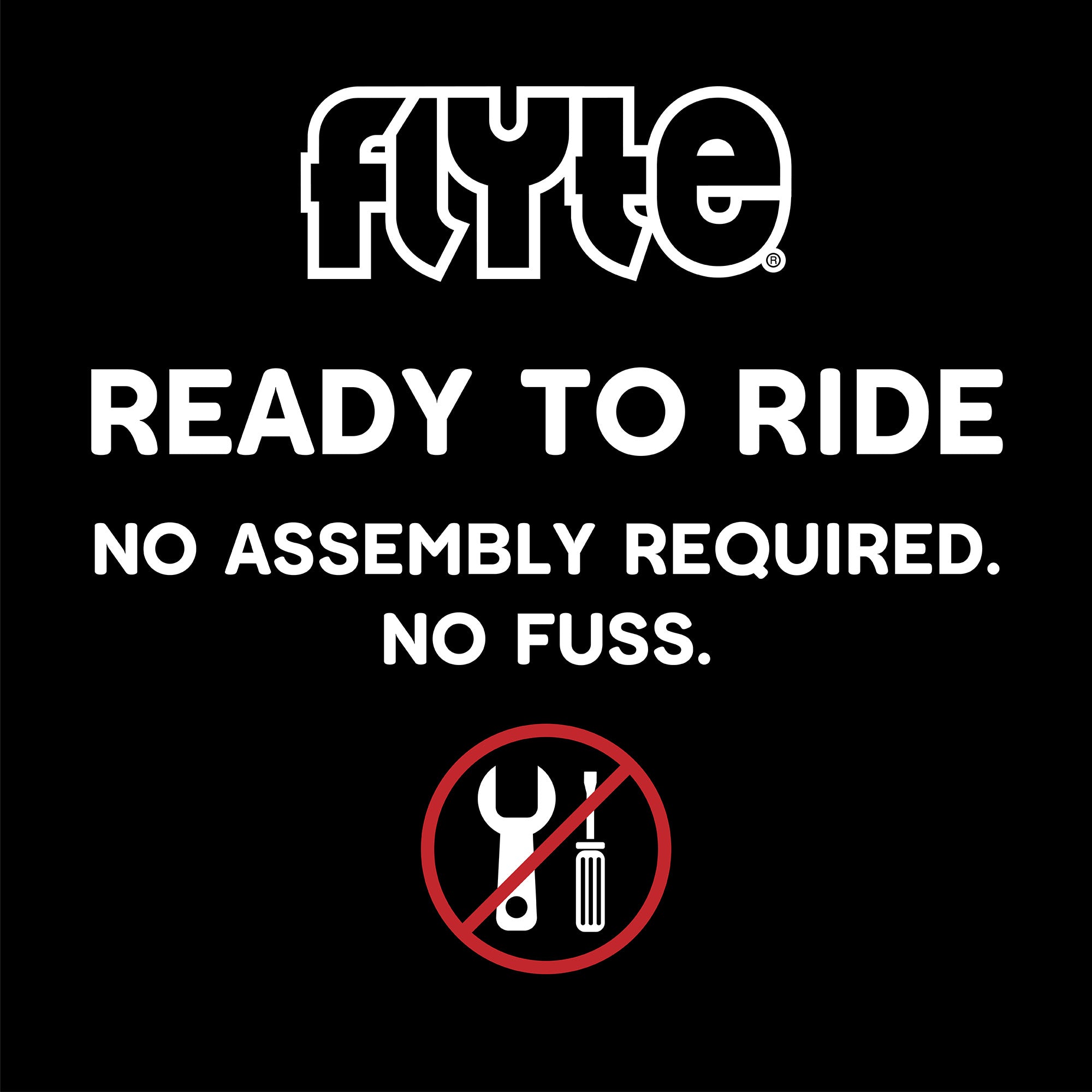 Flyte ready to ride no assembly required no fuss notice.