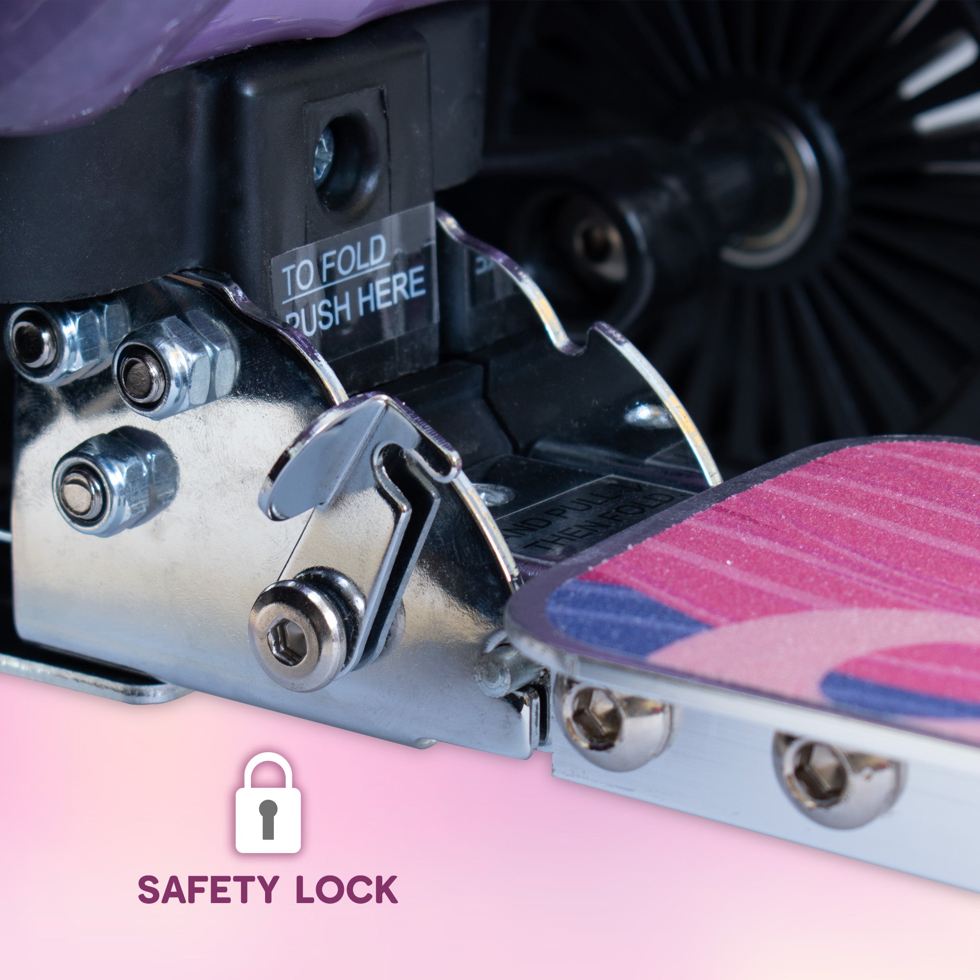 Flyte Luna Unicorn scooter suitcase safety lock mechanism for secure travel and child protection