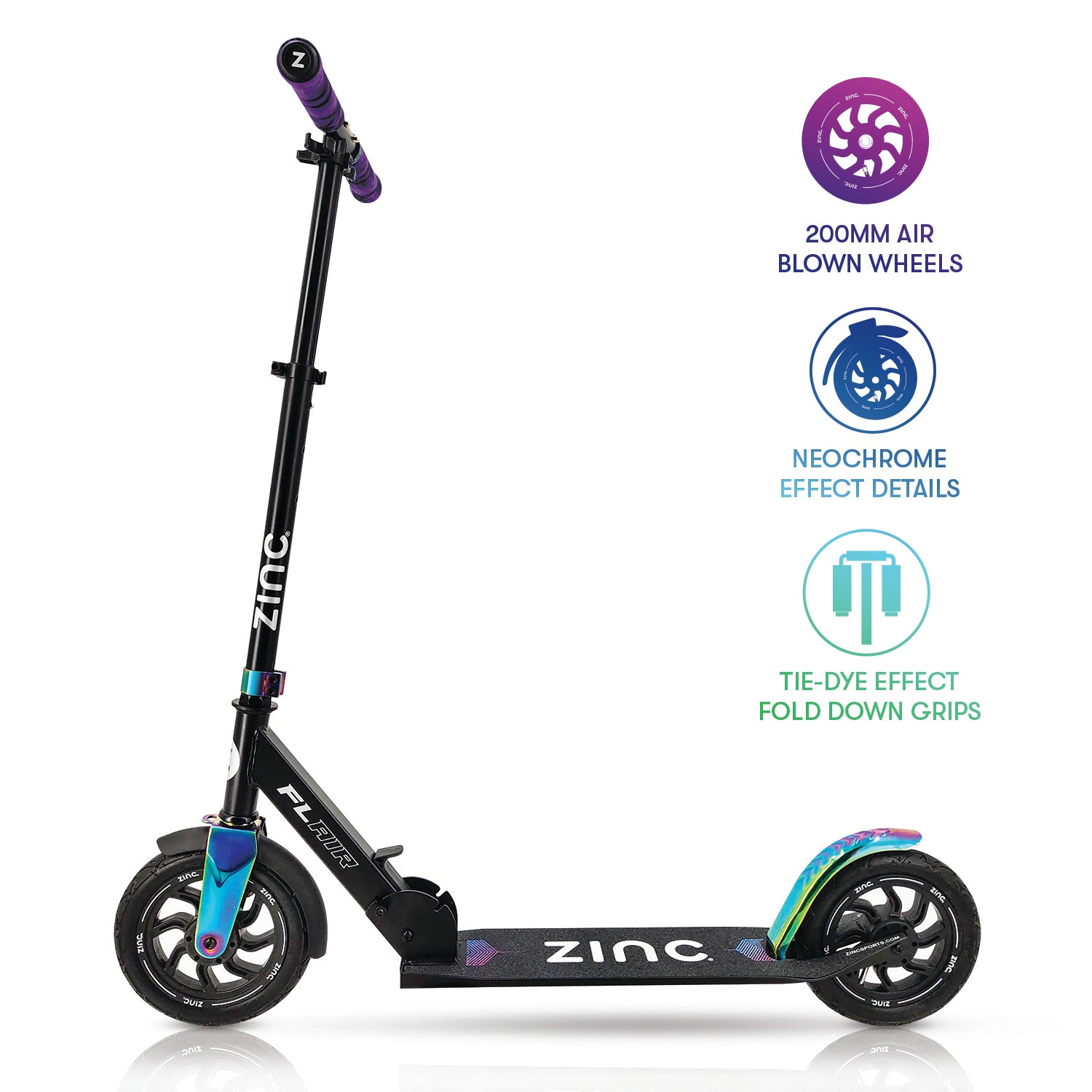 Zinc Big Wheeled Folding Flair Tyre Scooter