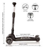 Zinc T-motion Three Wheeled Folding Light Up Scooter