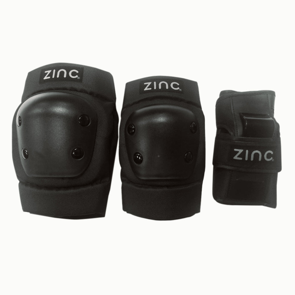 Zinc Pro Pad Set complete protective gear including knee pads, elbow pads and wrist guards for scooter and bike safety