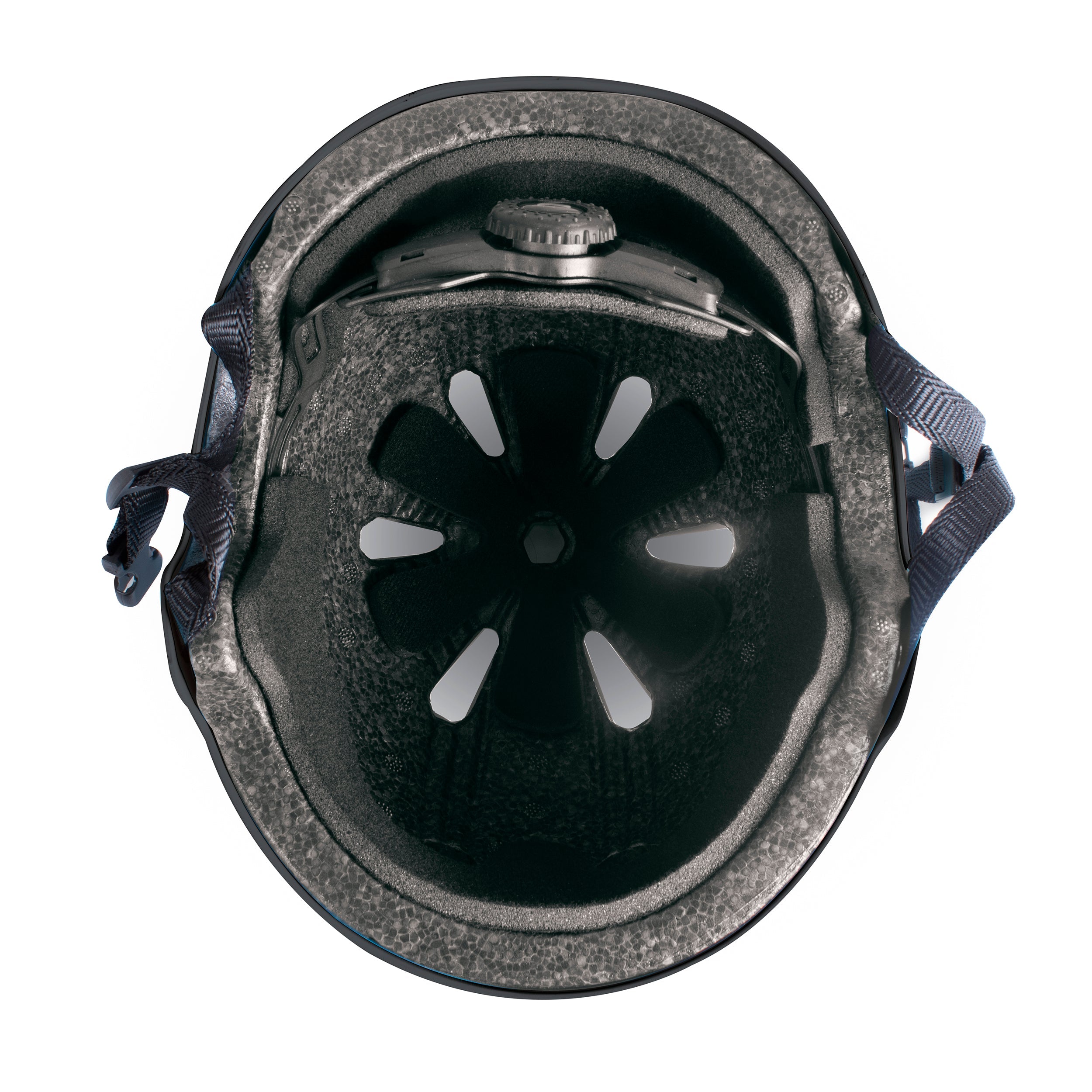 Interior view of black Zinc Move helmet showing washable padding and comfort fit system