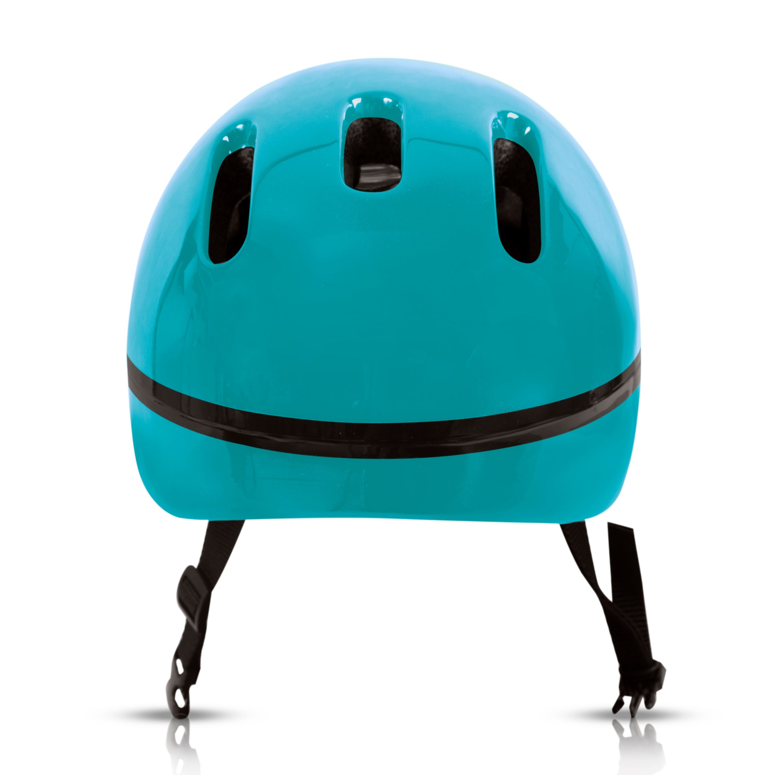 Zinc children's blue bike helmet back view displaying cooling vents and size adjustment dial