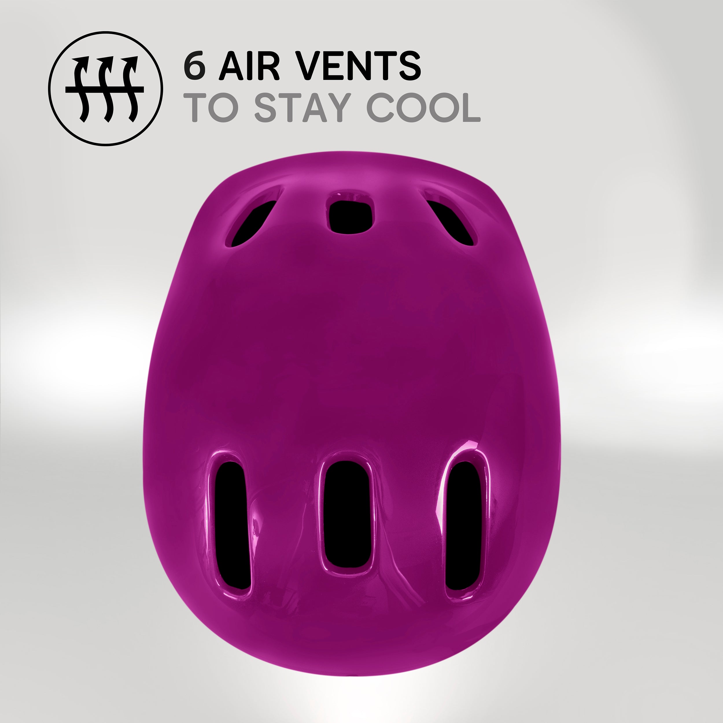 Zinc children's plumb bike helmet top view with 6 cooling vents for temperature control