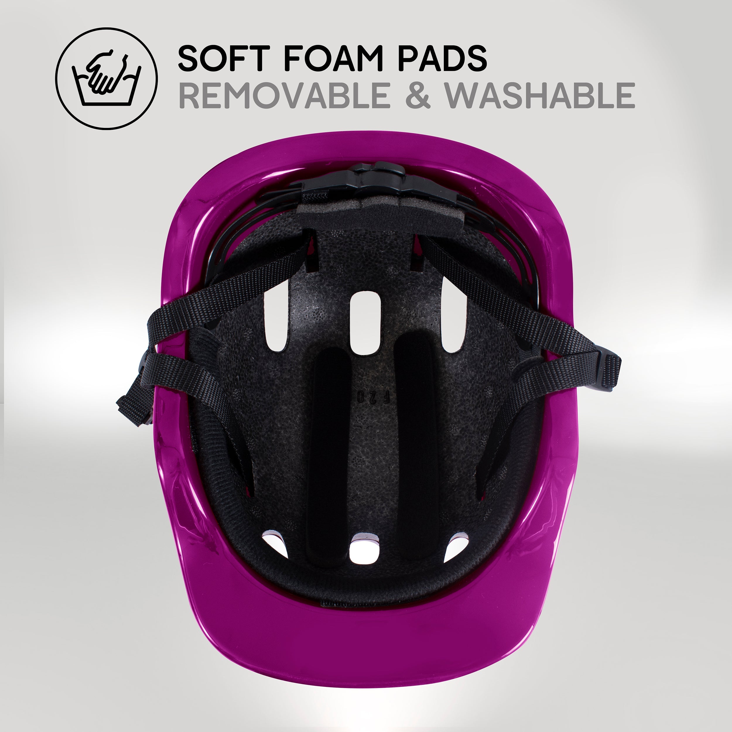 Zinc children's plumb bike helmet interior showing washable padding and comfort fit system