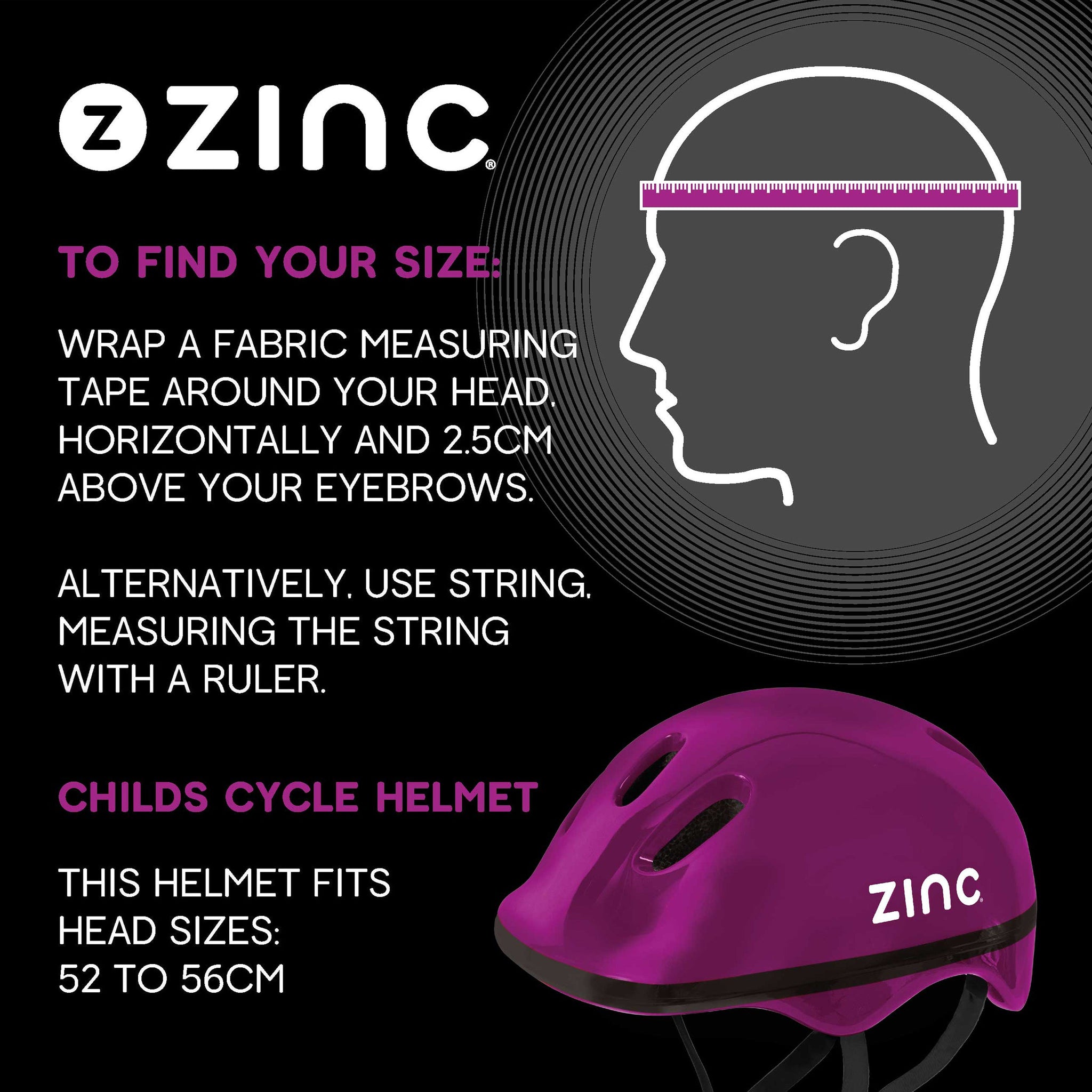 Zinc Children s Bike Helmet Fits head sizes 52 to 56cm ZINC UK s No 1 Scooter Brand