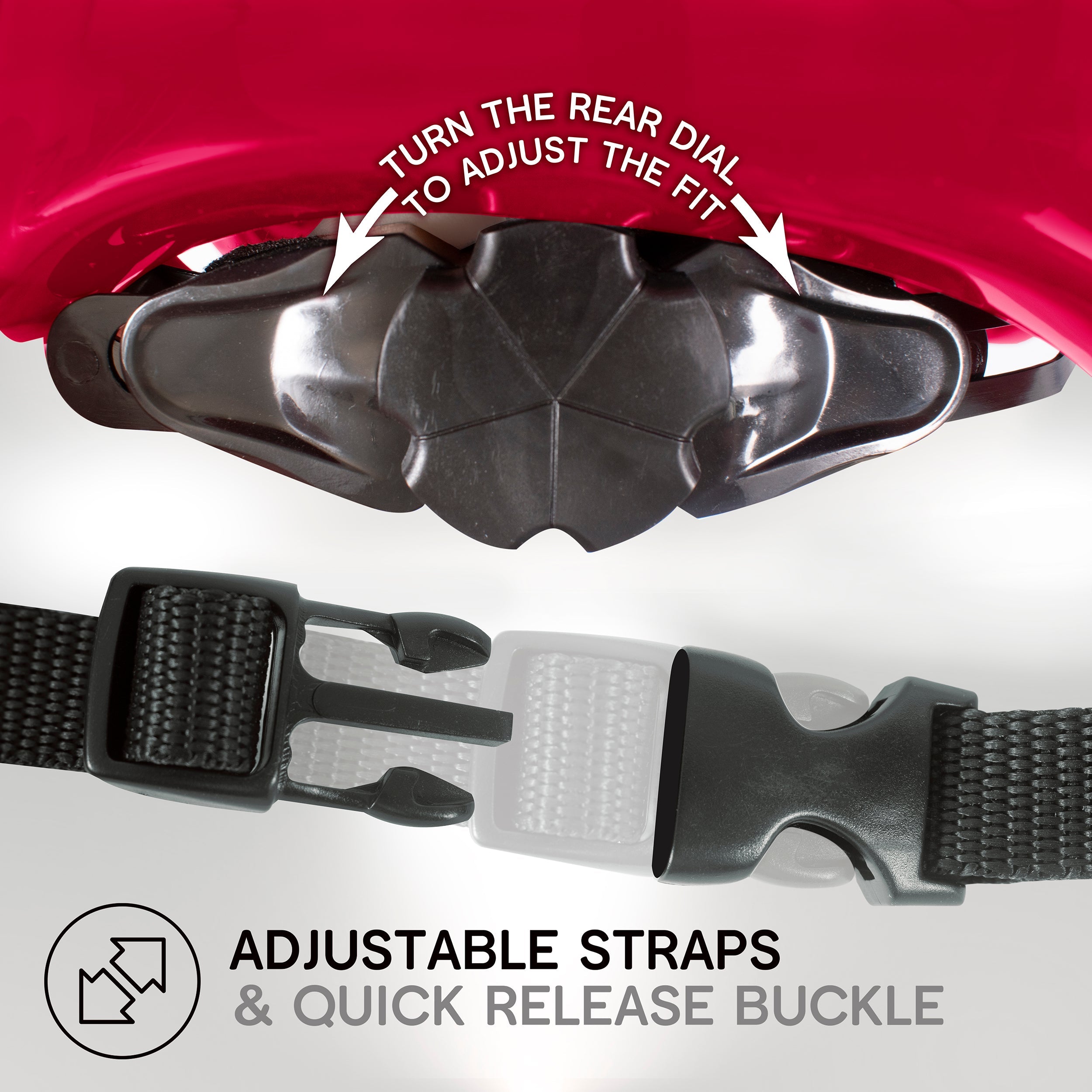 Zinc children's red bike helmet angle view highlighting safety features and bold visibility design