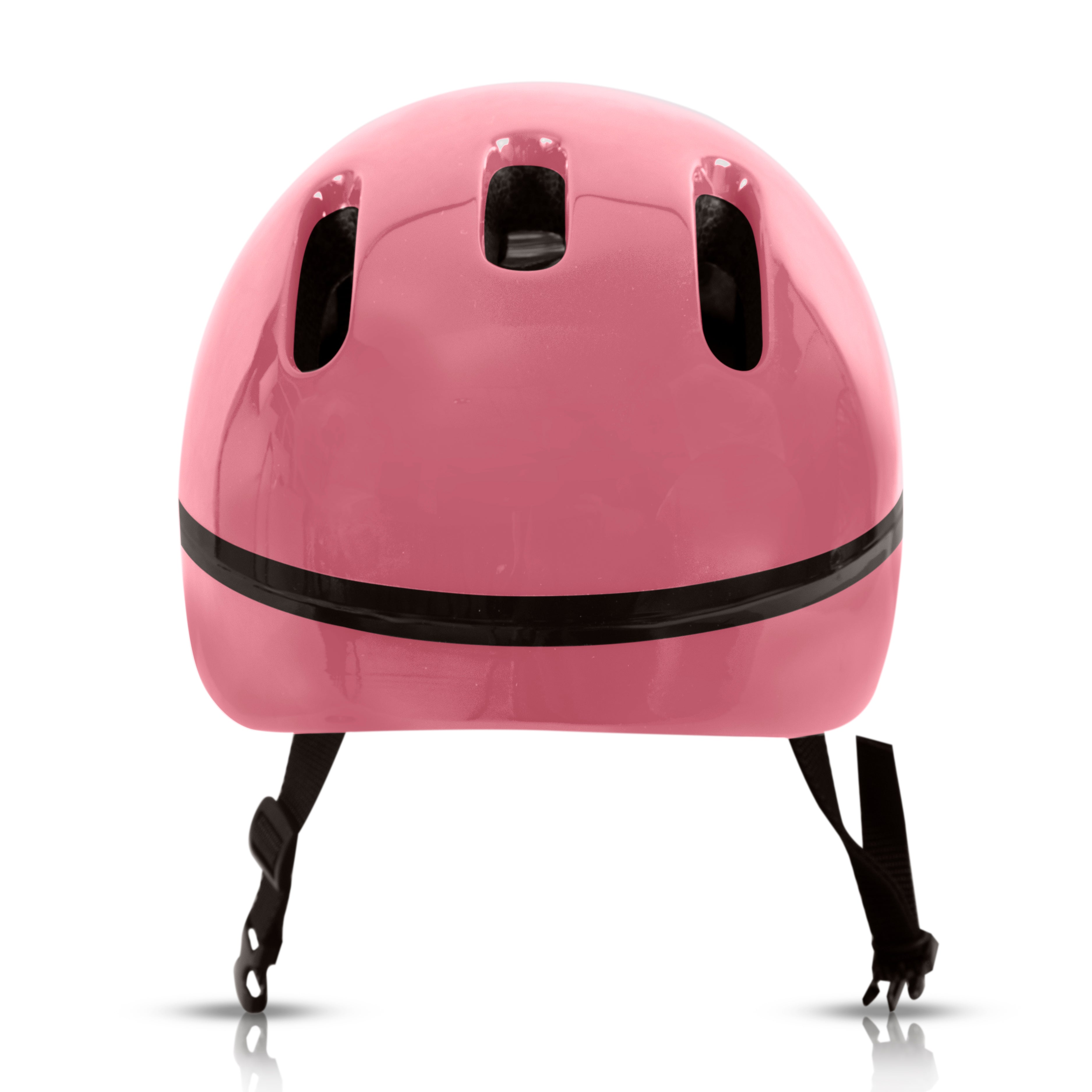 Zinc children's pink bike helmet back view displaying cooling vents and size adjustment dial
