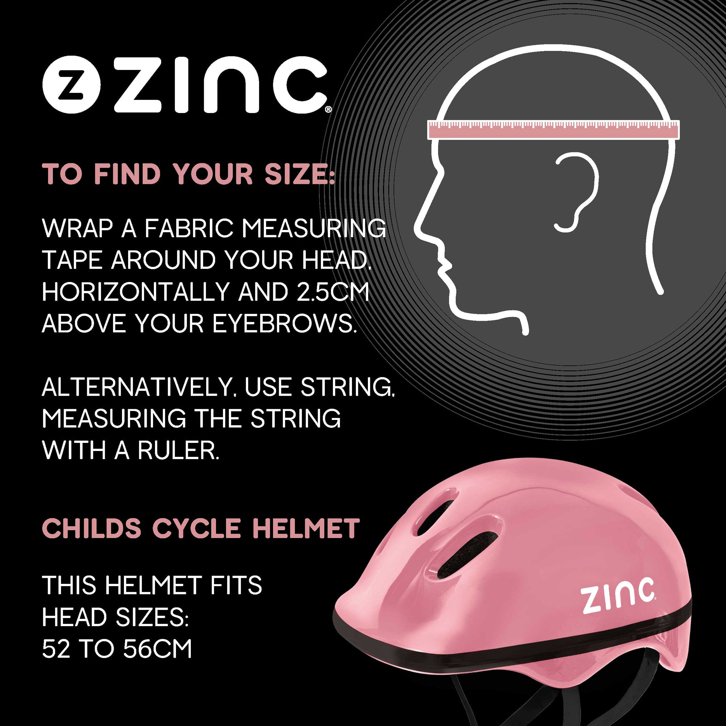 Zinc Measurement guide for fitting Zinc Bike helmet pink
