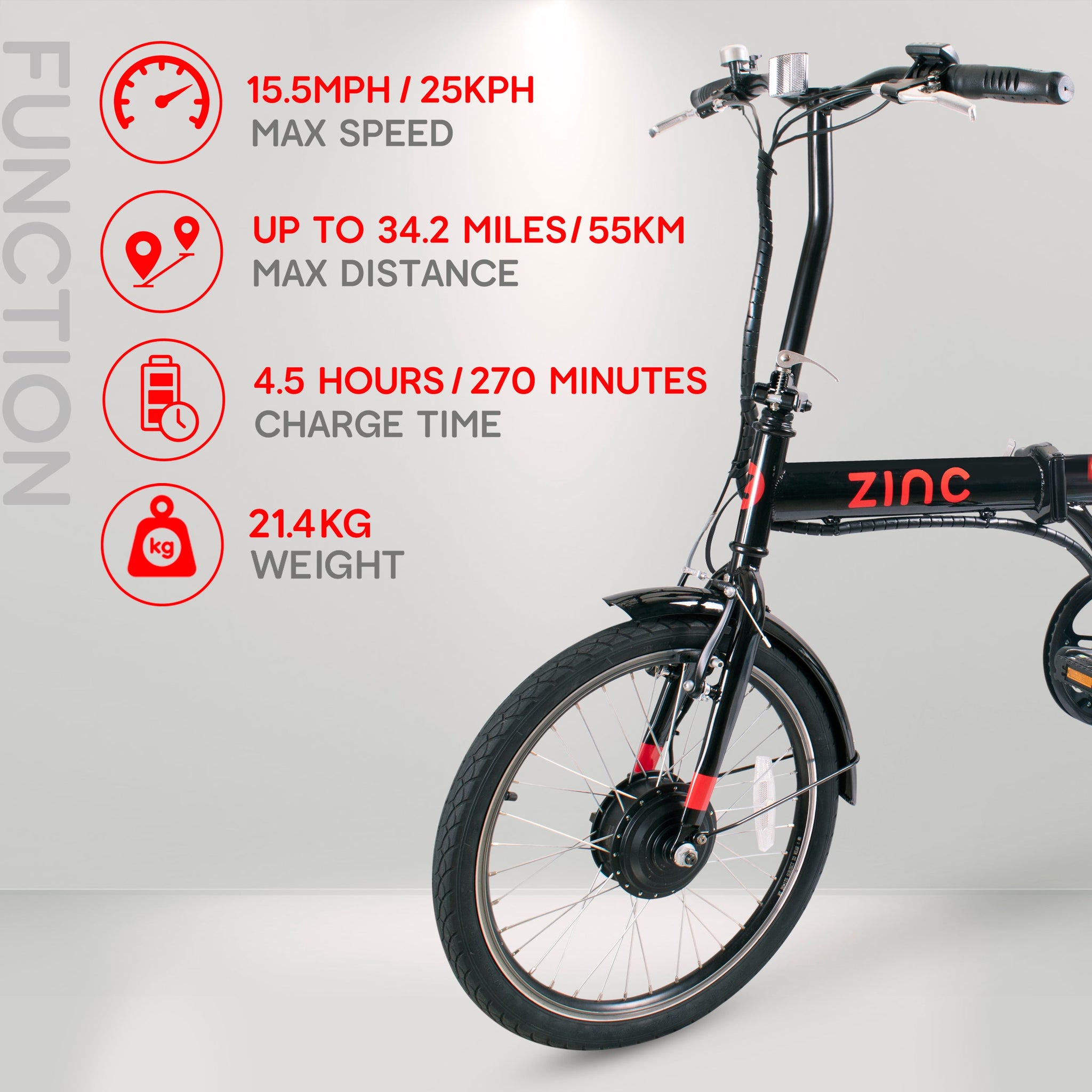 Zinc 20 Wheel Size Folding Electric Bike with 36V Battery ZINC UK s No 1 Scooter Brand