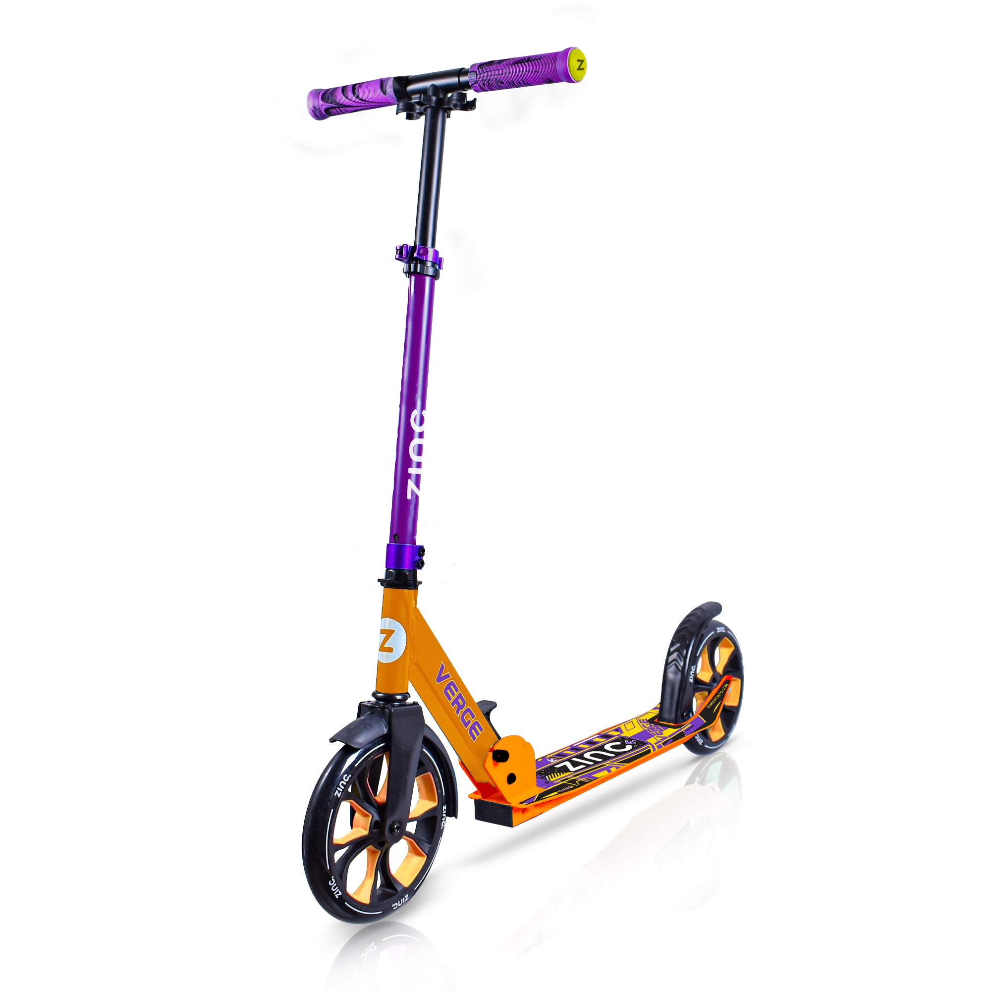 Zinc Verge Big Wheel Folding Scooter in Orange and Purple - Main Product View