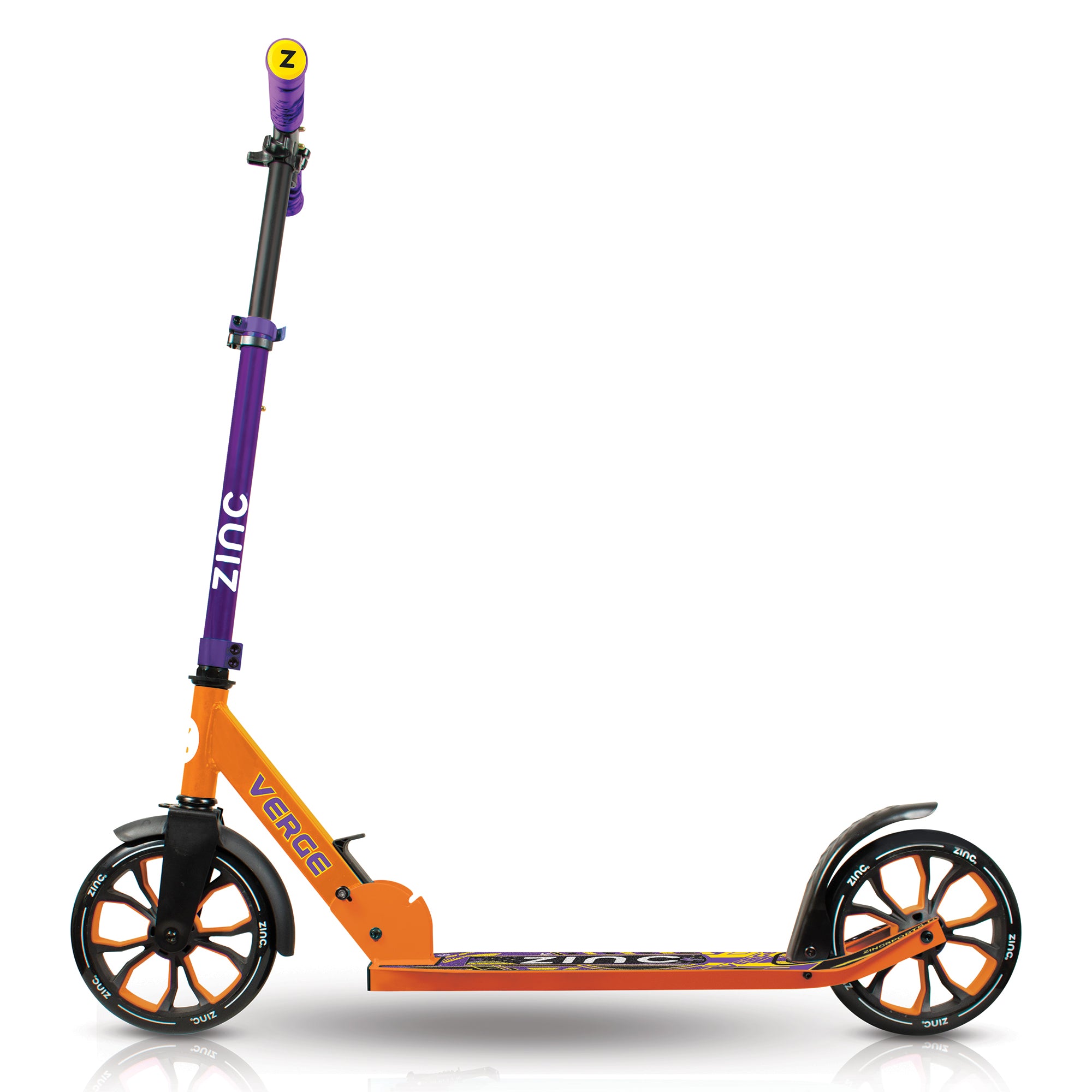 Zinc Verge Big Wheel Folding Scooter Orange Purple - Side Angle View