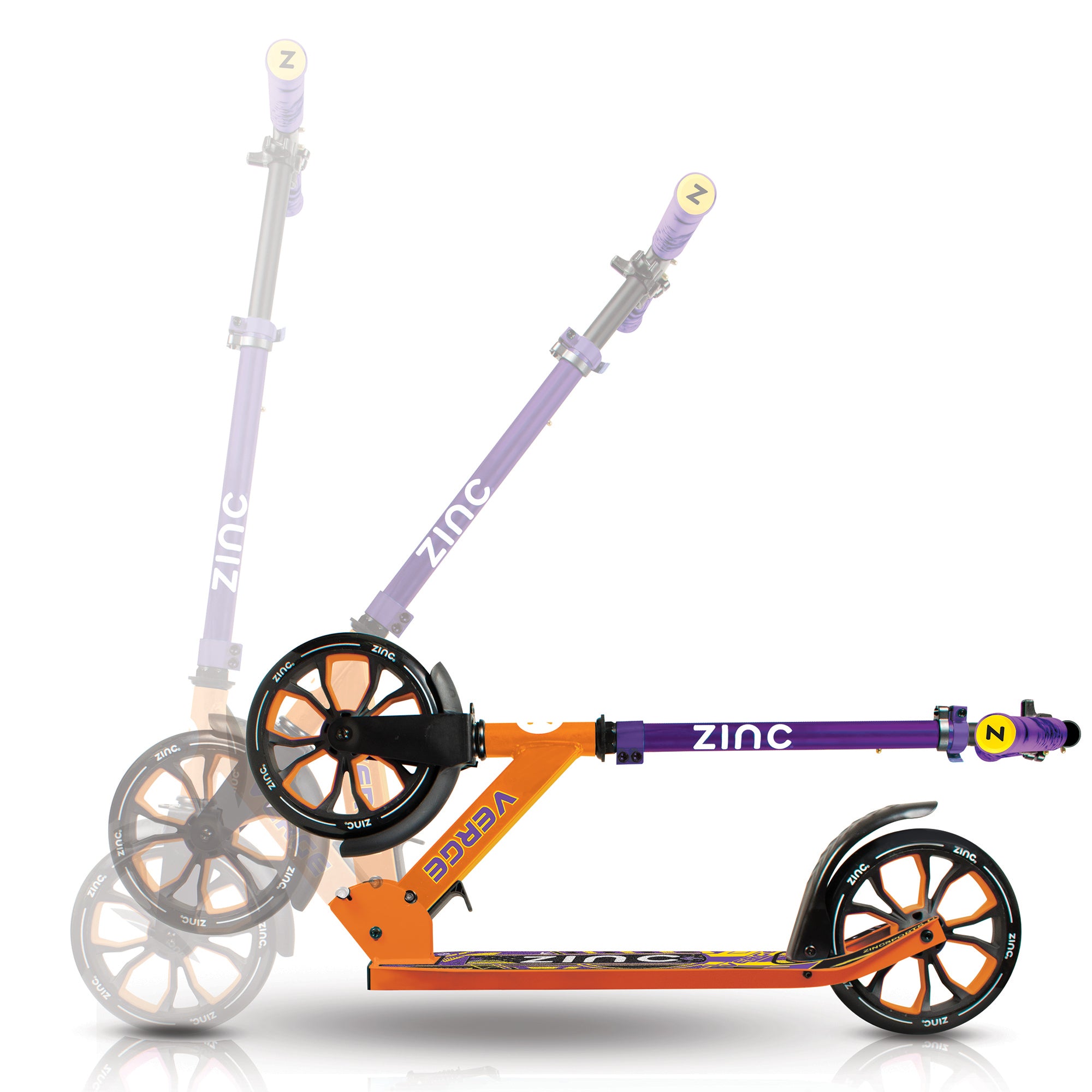inc Verge Big Wheel Folding Scooter Orange Purple - Feature Highlight View
