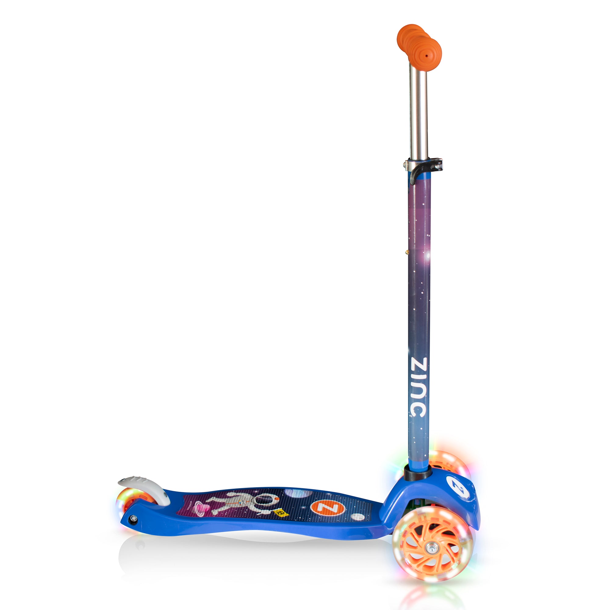 Zinc Explorer scooter with spaceman design - rear angle view