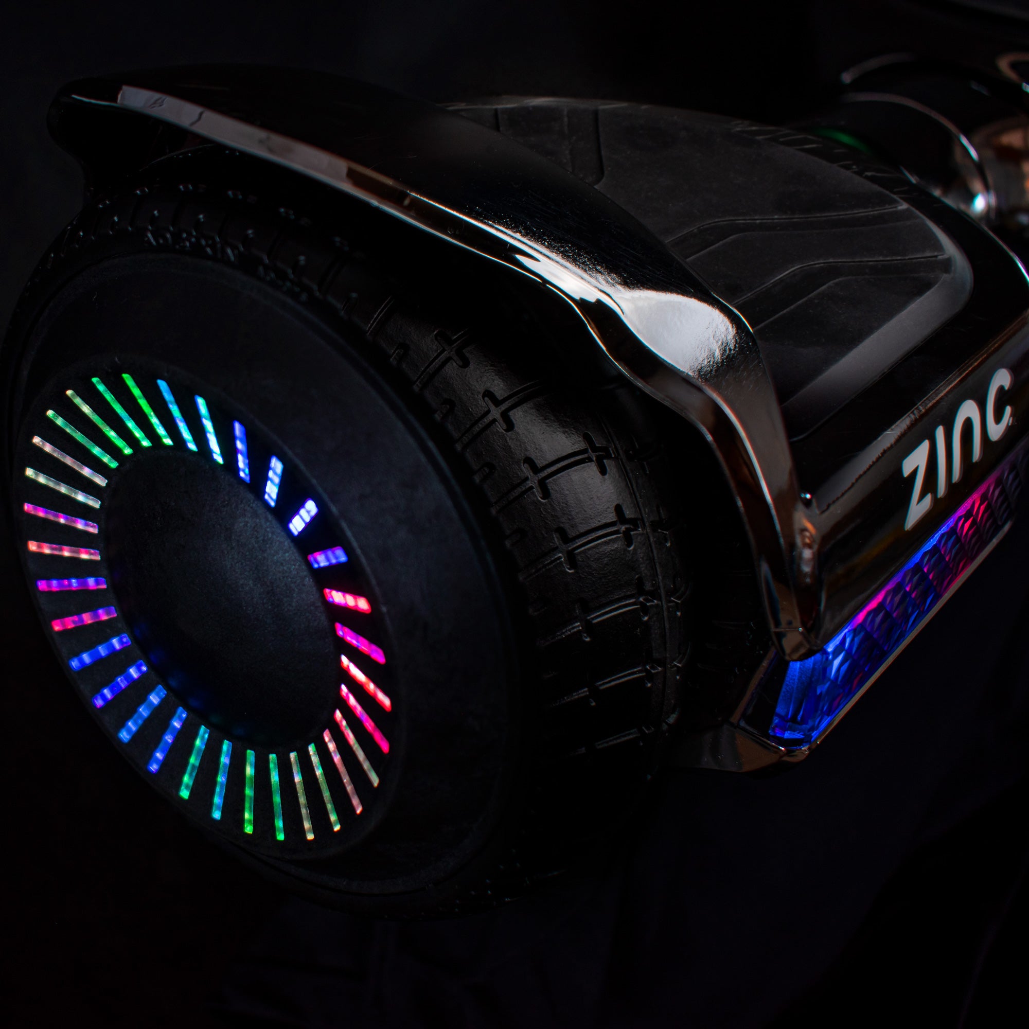 Megastar hoverboard with complete LED lighting system including headlights and wheel illumination