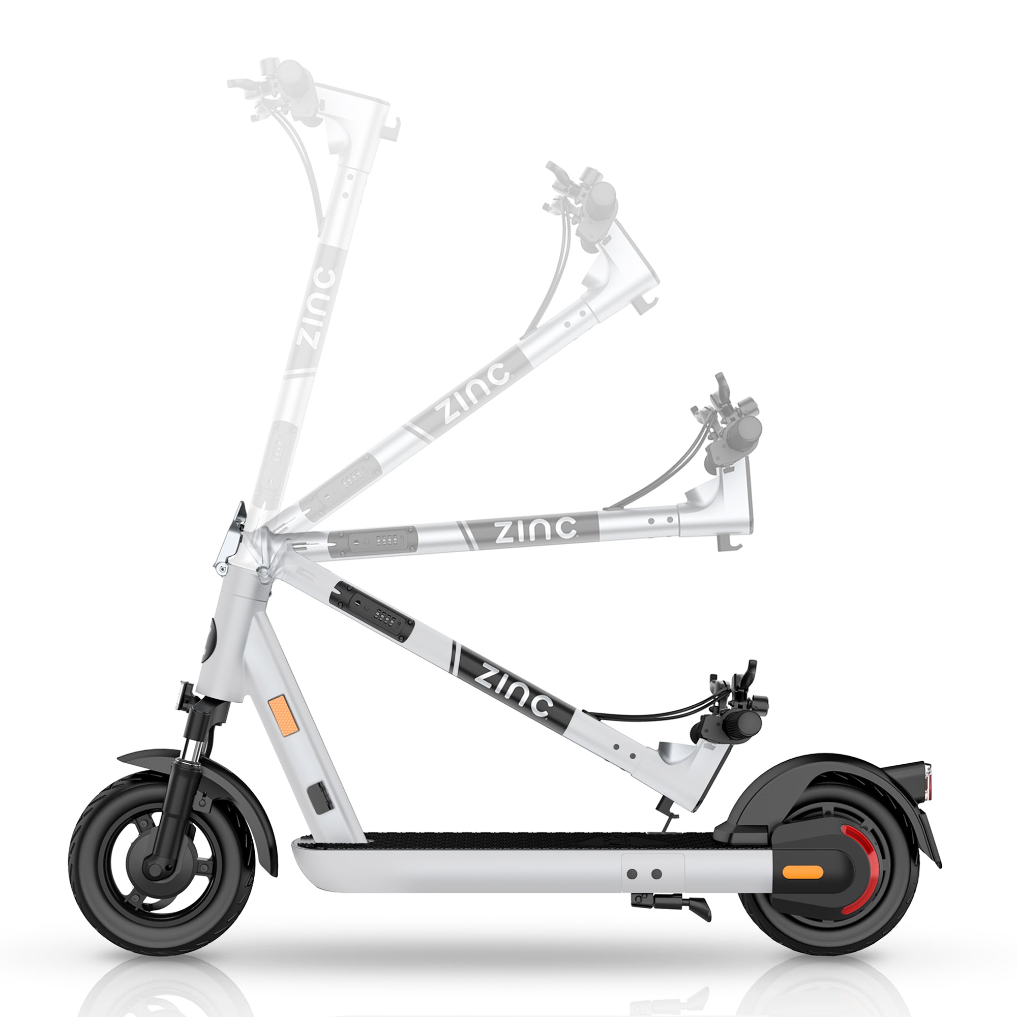 Portable folding electric scooter with quick-fold design and built-in safety lock in stem