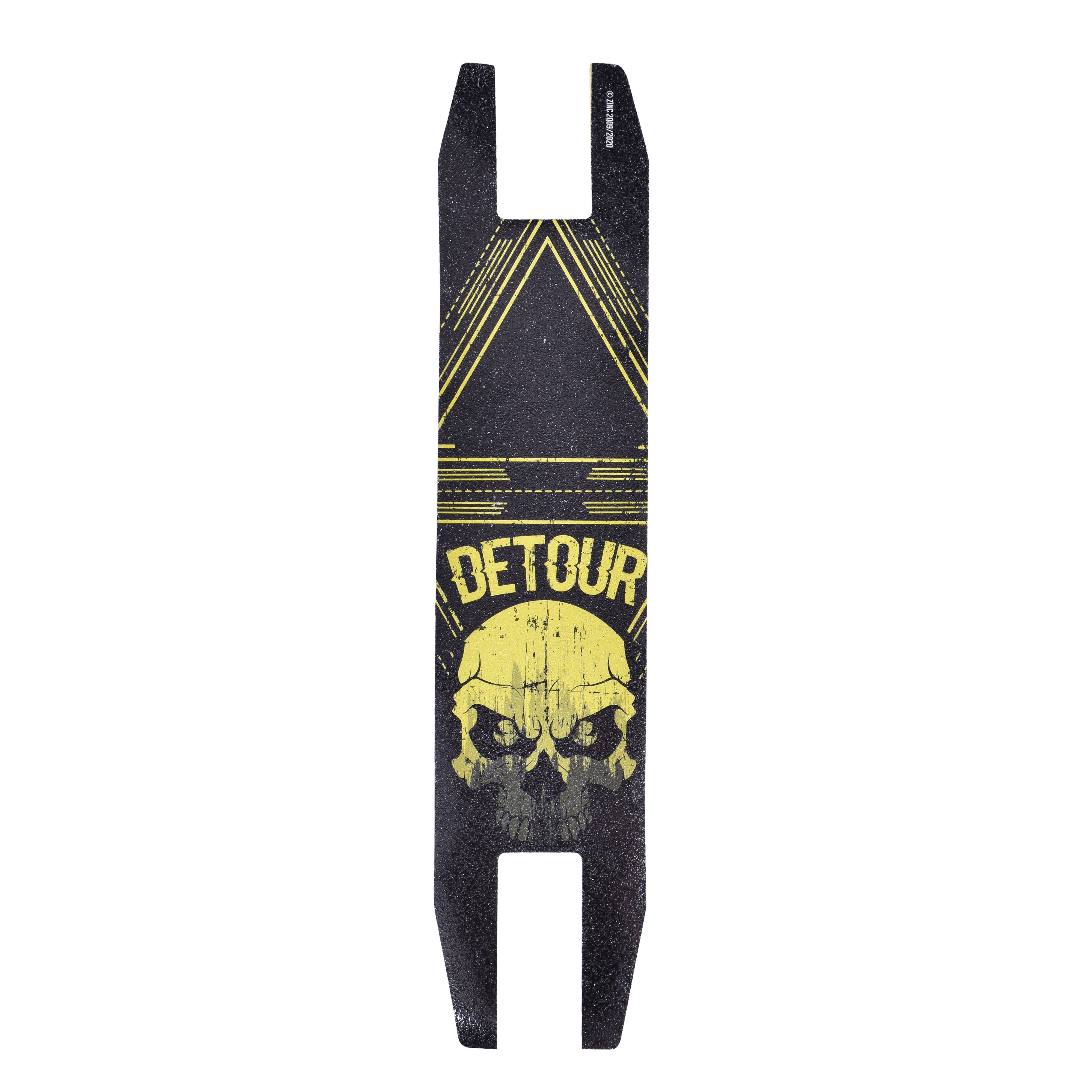 Replacement grip tape for Detour Stunt Scooter, featuring a yellow design with the brand name 'DETOUR' and a skull motif on a black background.