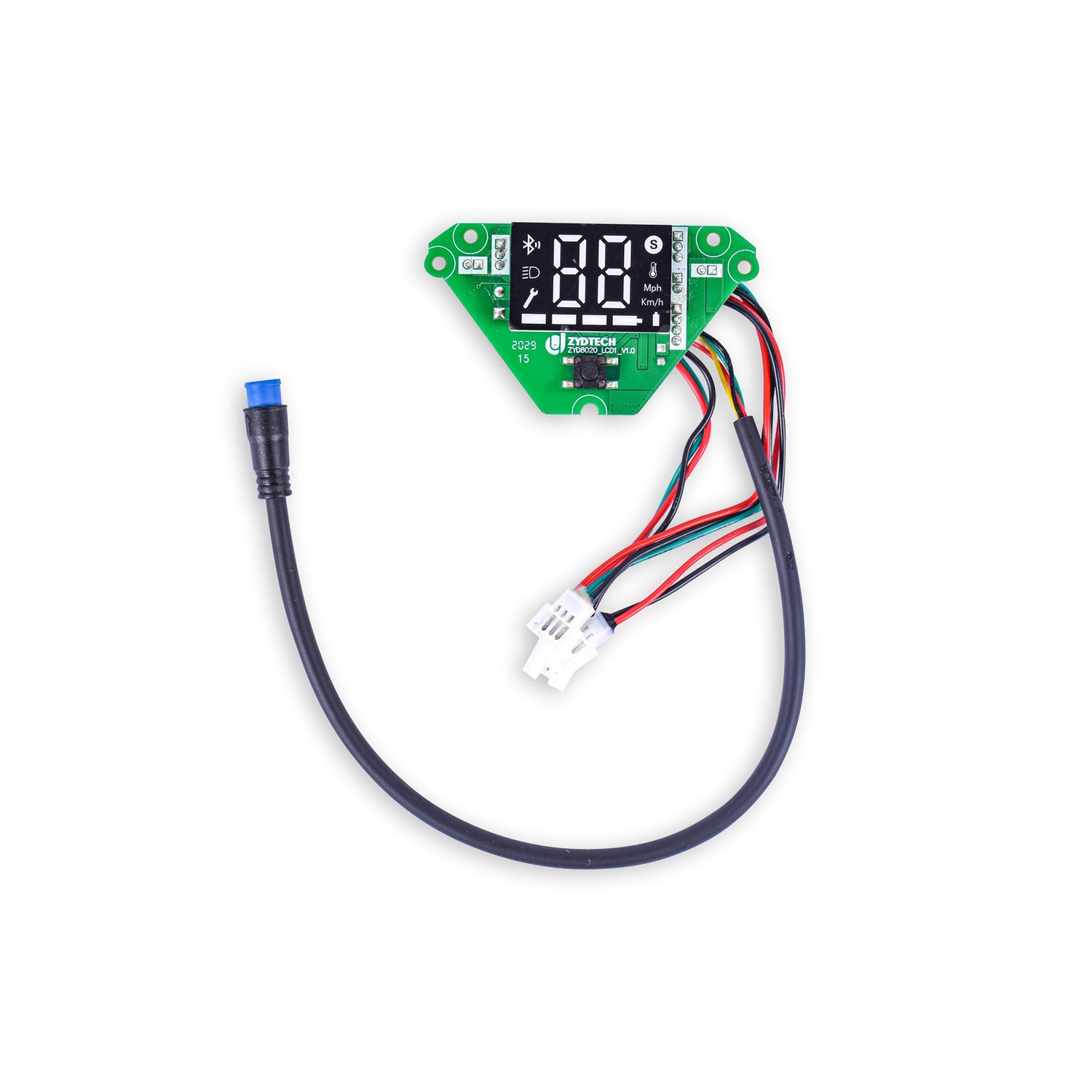 Replacement LCD terminal screen for ZINC ECO MAX electric scooter, showing a digital display with wires and a connector