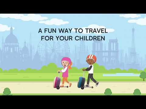 Flyte Luna Unicorn scooter suitcase adventure animation showing magical travel journey and 3-in-1 transformation